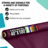 40 In. x 100 Ft. Plum plastic Table Roll